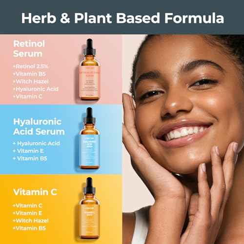Facial Skin Care Set? Retinol Serum, Vitamin C & Hyaluronic Acid for Face ? Anti Aging Face Serum Set for Women ? Firm, Wrinkle Smoothing, Dark Spot Corrector, Brighten Dullness