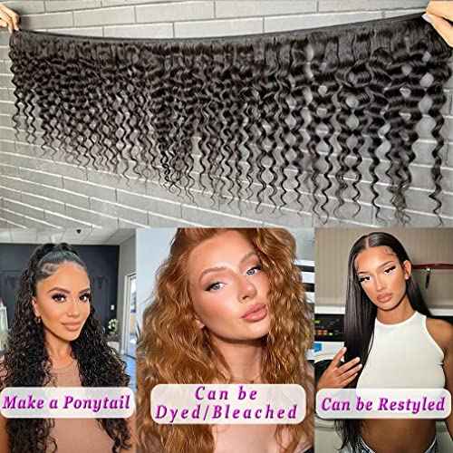 Beautymoon Water Wave Bundles 18 20 22 Inch Wet and Wavy Human Hair Weave Bundles 10A Brazilian Virgin Water Wave Hair 3 Bundles Human Hair Extension for Women Natural Color