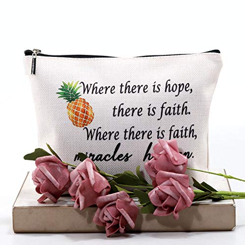 G2TUP IVF Faith Makeup Bags Motivational Infertility Pineapple Gift for Warrior Dad Mom Transfer Day Infertility Encouragement (Pineapple tote bag)