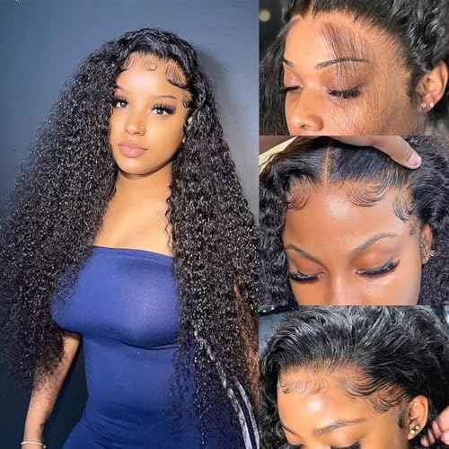 13x6 lace Front Wigs Human Hair 180% Density Water Wave Lace Front Wigs Human Hair Pre Plucked HD Transparent Lace Frontal Wigs Wet and Wavy Wigs Human Hair 24 inch