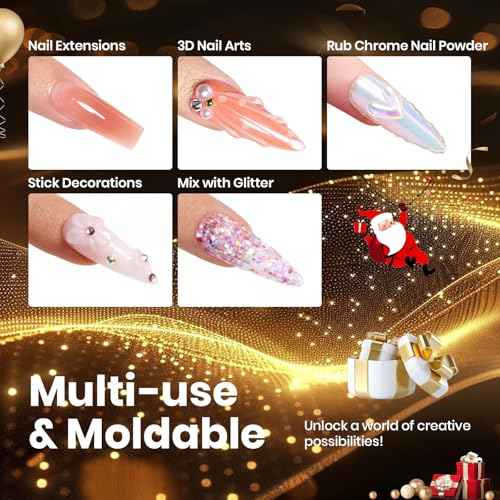 Beetles 3D Gel Nail Art Kit-Crystal Orb 3D Nail Art Clear 1 oz 5 in 1 Non-Sticky Hand Sculpting Building for Beginner DIY Salon at Home,Clear Solid Builder Nail Gel, UV & LED Lamp Cured Needed