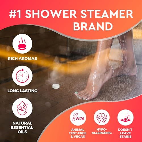 Cleverfy Shower Steamers Aromatherapy - Compact Variety Pack of 6 Shower Bombs with Essential Oils. Personal Care and Relaxation Birthday Gifts for Women and Men. Red Set