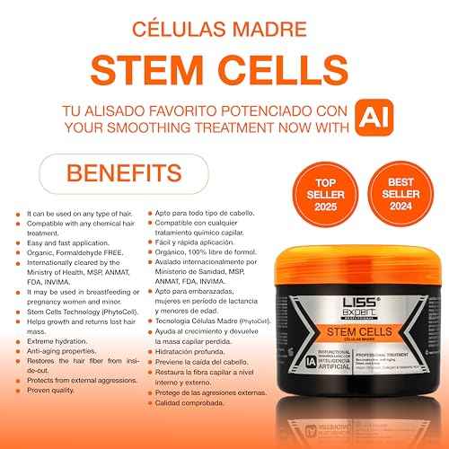 Liss Expert Stem Cells Smoothing Treatment ? Organic Keratin & Argan Oil ? Nanoplasty for Frizz-Free Repair & Shine ? Professional Straightening(250 ml-Shoulder Length)