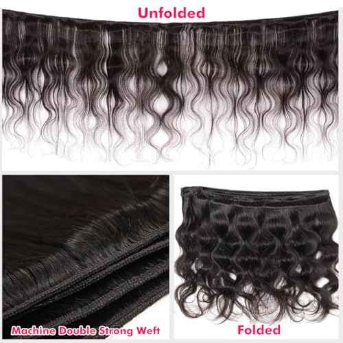 Human Hair Bundles Body Wave 18 20 22 24 Inch 100% Unprocessed Brazilian Body Wave 4 Bundles Human Hair Extensions for Women Quick Weave Natural Color