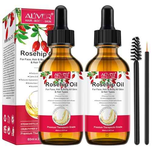 2 Pack Rosehip Oil for Face,100% Pure Organic Rosehip Seed Oil Cold Pressed Moisturizer for Hair, Skin & Nails 4 fl.oz