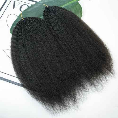 Kinky Straight Feather Crochet Hair Braid Human Hair Extensions Knotless Pre-Separated Crochet Hair Extensions Human Hair Natural Color 16inch 120g