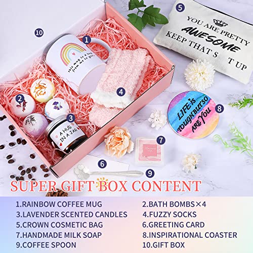 Relaxing Spa Gift Basket for Women,Unique Gifts for Her Best Friend Mom Sister Wife,Gratitude Gift Personalized Care Package for Women Gift Set, Encouragement Box for Female Friend