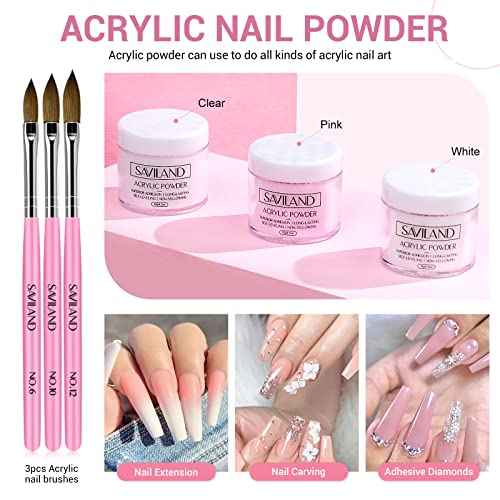 SAVILAND Acrylic Nail Kit with Nail Drill: Nails Kit Acrylic Set Professional Acrylic with Everything U V Light Nail Art Brush Glitter Nail Powder Nail Stuff for Home DIY Salon Use Christmas Gift Set