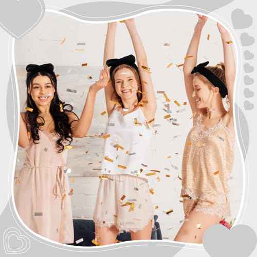 Casoty 12 Pcs Black Spa Headbands, Hair Holder for Washing Face, Soft Coral Fleece Facewash Headband, Bow Hair Bands, Skin Care Headband for Face Washing Shower Skin Care Yoga