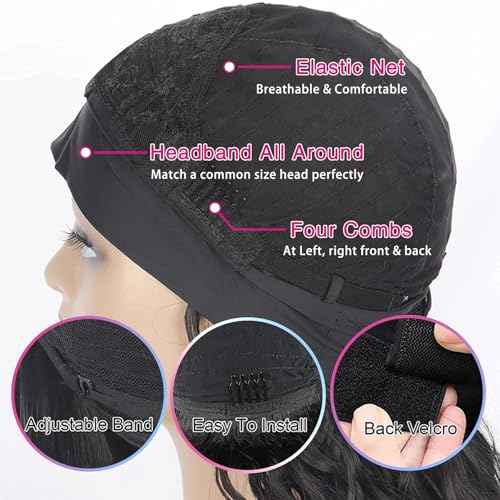 Headband Wig Straight Human Hair Wigs 26 Inch None Lace Front Wigs Glueless Wig 150% Density Brazilian Virgin Human Hair Headband Wigs for Black Women Glueless Human Hair Natural Color