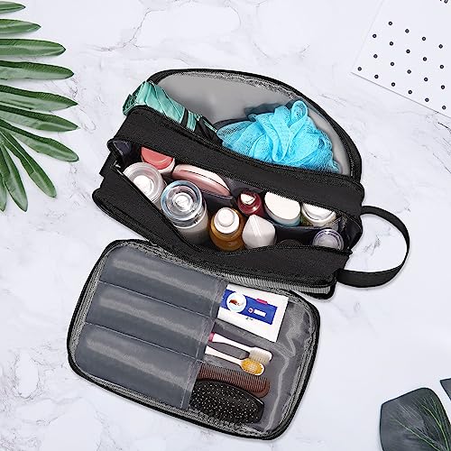 VOCUS Travel Toiletry Bag for Men,Portable Toiletry Organizer Bag with Large Capacity,Hanging Dopp Kit Water-resistant Shaving Bag for Toiletries Accessories(Black)