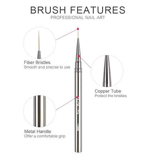 KADS Fine Liner Nail Brush Metal Handle Nail Painting Design Brush Drawing Pen 6mm 9mm 12mm 15mm 18mm (15mm)