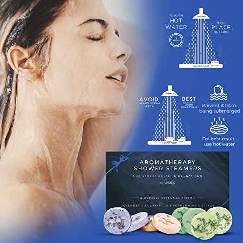 Valitic Aromatherapy Shower Steamers for Stress Relief and Relaxation - Gifts for Women Mom Birthday 8 Natural Essential Fizzies Shower Bombs - 4 Scents - Lavender, Eucalyptus, Citrus, and Peppermint