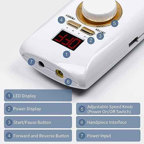 Professional Nail Drill Machine, L'UGX Electric Nail File 30000 RPM Nails Drill for Acrylic Nails with 8 Nail Drill Bits