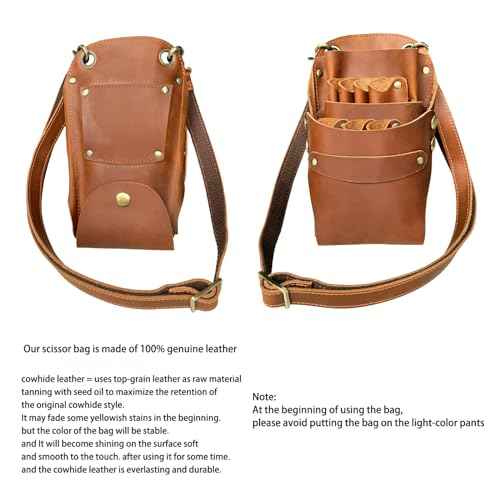 Scissor Pouch Belt, Cowhide Leather Salon Barber Hairdressing Scissor Holster Hair Stylist Shears Holder Tools Waist Bag with Adjustable Strap for Combs, Hair Clips