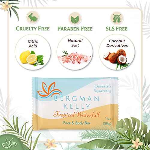BERGMAN KELLY - Hotel Soap Bars - Tropical Waterfall, 1 oz, 200 PK - Travel Size Luxury Bulk Amenities Bar Soap - Mini Individually Wrapped Rectangular Soap, Small Toiletries for Airbnb & Motel
