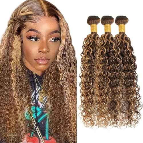 P427 Human Hair Bundle 27 Water Wave Bundles Brown Human Hair Bundles 14 16 18 inch Highlight Water Wave Bundle 300g
