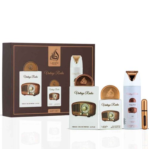 Lattafa Pride Vintage Radio 3-Piece Gift Sets – Long Lasting Arabian Perfume For Men – Eau De Parfum & Perfumed Spray – Perfume Men With Amber, Smoky Woods & Vanilla Notes - Premium Gift Box
