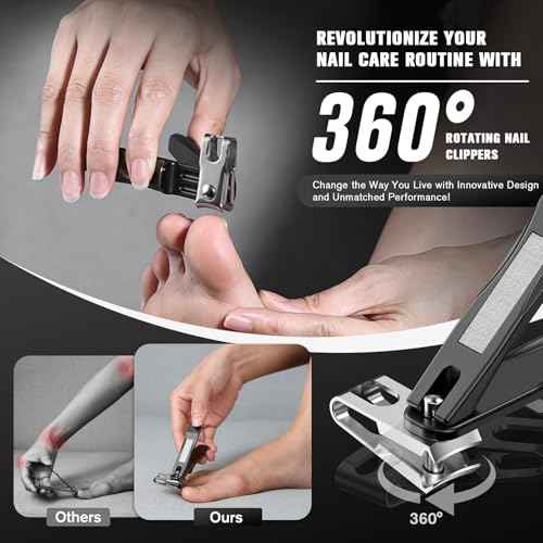 FERYES Toenail Tlippers for Seniors Thick Toenails,Upgrade Podiatrist Toe Nail Clippers Heavy Duty Nail Clippers for Men & Women 3PCS