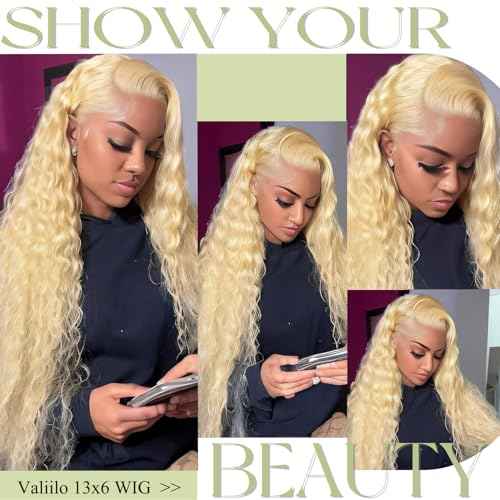 13x6 Lace Front Wigs Human Hair Deep Wave 613 Blonde Lace Front Wig Human Hair Pre Plucked Glueless Wig for Women 22 Inch