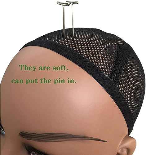 4PCS Wholesale Realistic Female Mannequin Head Long Neck Manikin PVC Head Bust Wig Model Head Stand with Makeup Wigs,Hats,Sunglasses,Necklace,Jewelry (Dark), Brown (voloriamannequin4pieces)