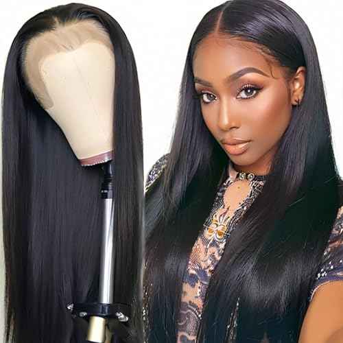 VibeFusion 13x4 HD Transparent Lace Front Human Hair Straight Wig 200% Density Glueless Pre-Plucked Pre-Cut 18 Inch Women's Wig
