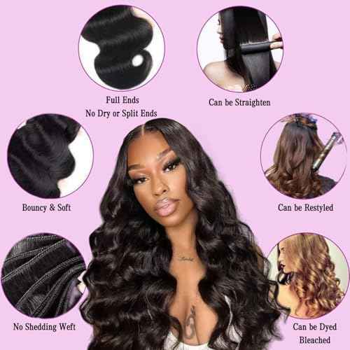 AZONA 16A Real Raw Bundles Body Wave Human Hair,No Tangle No Shedding Body Wave Bundles Human Hair,Triple The Lifespan Over Regular Virgin Hair Bundle,Silky And Soft 24 Inch