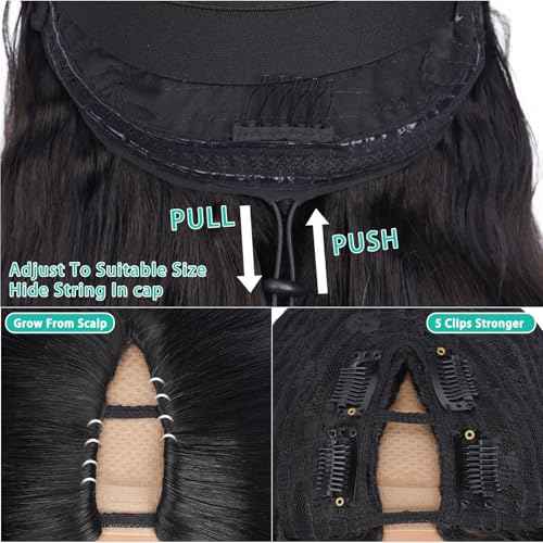 V Part Wig Human Hair Body Wave Glueless No Leave Out Upgrade 16 Inch U Part Wigs Human Hair Clip In Half Wigs 100% Real Human Hair Elastic Drawstring For Women 180% Density Nutural