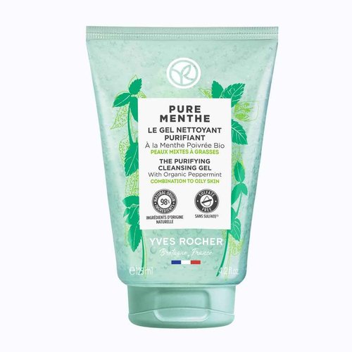 Yves Rocher Purifying Cleansing Gel for Combination to Oily Skin – Pure Menthe – 4.2 Oz – 1 Ct