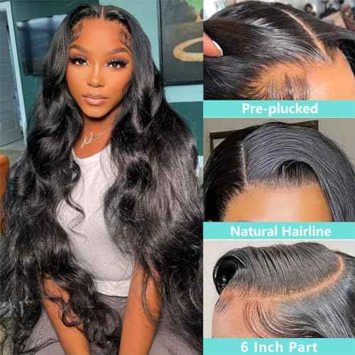 ABALON 13x6 Body Wave Lace Front Wigs Human Hair 200% Density 22 Inch HD Lace Frontal Wigs Human Hair Pre Plucked Body Wave Wig Glueless Wigs for Women Brazilian Virgin Wigs