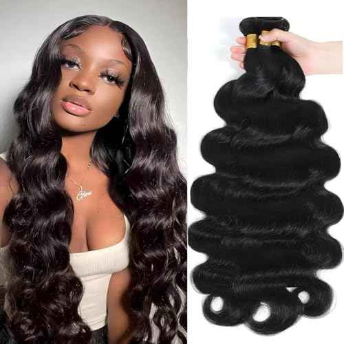 Augfst Brazilian Virgin Human Hair Bundles 26 28 30 Inch Body Wave Bundles Human Hair Natural Color Inch 12A Unprocessed Sewn In Quick Weave for Black Women