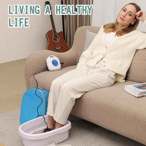 Upgrade Ionic Foot Bath Detox Machine - Ionic Detox Foot Bath, Foot Detox Machine, Touch ON/OFF, LCD & Timer for Home Use Beauty Salon (2 Arrays,100 Liners,1 Blue Bag)