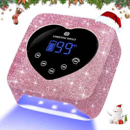 UV LED Nail Lamp 72W Rechargeable Sparkly Wireless Nail Dryer Gel Polish Light with 5 Timer Setting Professional Quick Dry Curing Lamp Pink with Display Auto Sensor for Salon & Home