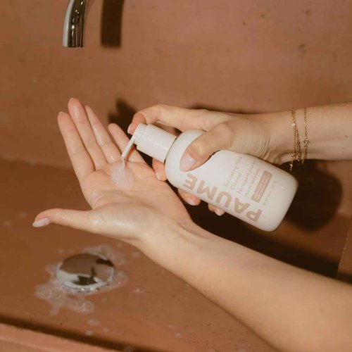 PAUME Exfoliating Hand Cleanser, Silicon Free, Paraben Free, Vegan, Exfoliating Soap with Essential Oils, Hydrating Hand Soap for Gentle Cleanse (3 Fl Oz)