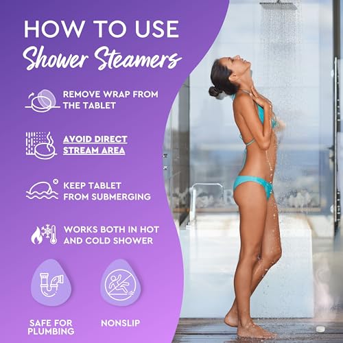 Cleverfy Shower Steamers Aromatherapy - Compact Variety Pack of 6 Shower Bombs with Essential Oils. Personal Care and Relaxation Birthday Gifts for Women and Men. Purple Set