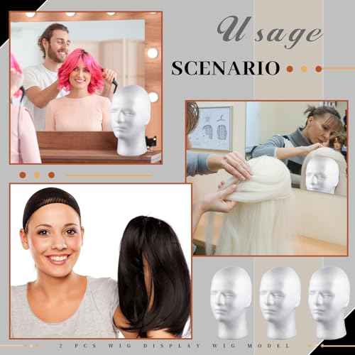 Thyle 10 Pcs Foam Wig Head Bulk Wig Display Mannequin Head Stand Model Foam for Style, Masks, Hats, Wigs, Salon and Travel, Halloween Decoration(Male)