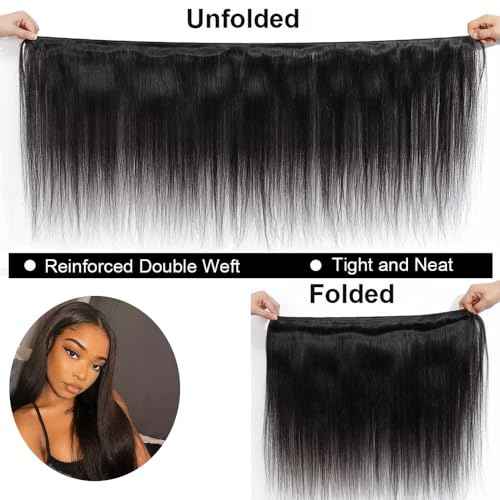 Bundles Human Hair Straight 3 Bundles 18 20 22 Inch 100% Unprocessed Brazilian Remy Virgin Human Hair Bundles Raw Hair Bundles Natural Black Human Hair