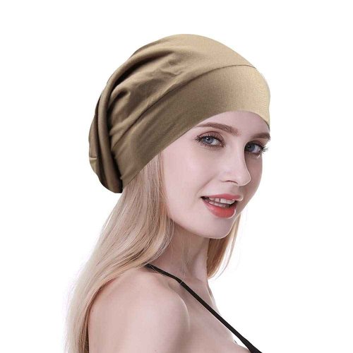 Comfortable Satin Lined Sleep Cap Smooth Fabric Hats for Curly Hair Tiger Stripe Light Brown