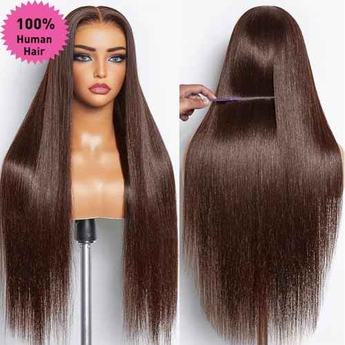 28 Inch Chocolate Brown Lace Front Wig Human Hair 13x6 HD Lace Front Wigs Human Hair Pre Plucked Straight Brown Wig Human Hair Wigs for Women Natural Hairline