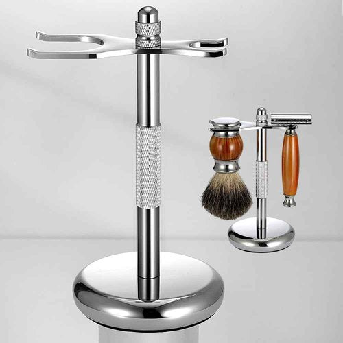 Nfijnlt Safety Razor Holder Stand, Safety Razor Stand for Men, Razor and Shaving Brush Holder Stand, Metal Base for Added Stability and Long-Lasting Use