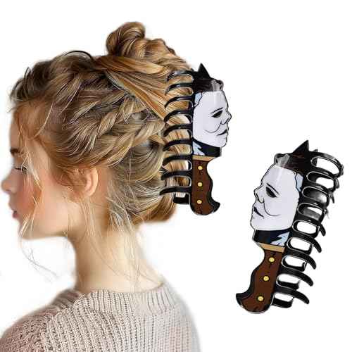 1 Pcs Halloween Hair Clips Exquisite Acrylic Gothic Black White Design Claw Clips Cartoon Horror Hair Accessories Claw Clips Cosplay Party Halloween Decorations for Women Decorations Tips