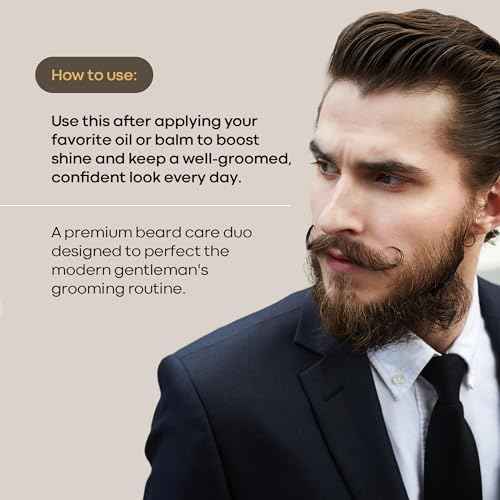 Wooden Beard Brush with Boar Bristles & Pear Wood Comb Set