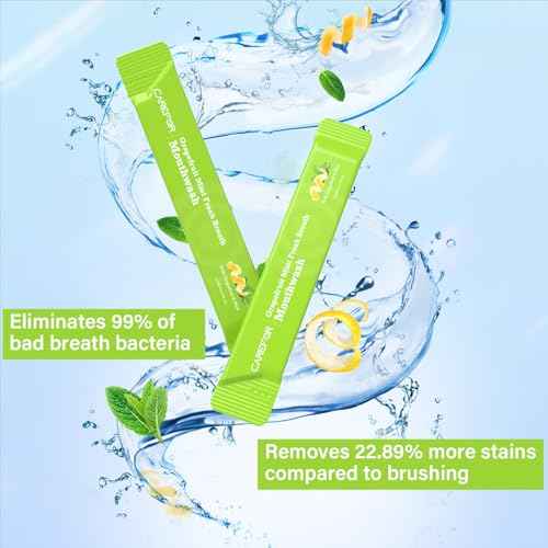 Travel Size Mouthwash Packets ? Individual Mini, Alcohol & Fluoride Free, Grapefruit Mint Flavor, Mouthwash to Go for On-The-Go Freshness, Bulk Packets 0.41 Fl Oz(Pack of 30)