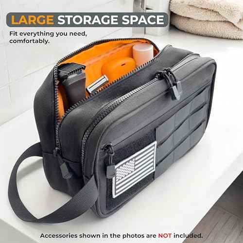 Professional Tactical Toiletry Bag for Men - Extra Large Wet & Dry Compartment Separate Dopp Kit, Tactical Molle Travel Toiletry Bag ? Perfect Mens Toiletry Travel Bag or Dopp Kit Men