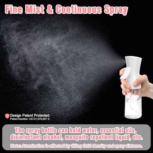 Continuous Spray Bottle,Hair Spray Bottle,Plants Water Spray Mist Bottle,Ultra-Fine Spray Bottle for Hair,Skincare, Plant Care, Pet Grooming, Cleaning(White)
