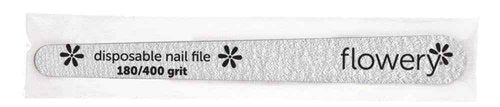 Flowery Disposable Nail File Wood Core 180/400 Grit, Silver, 100 Count
