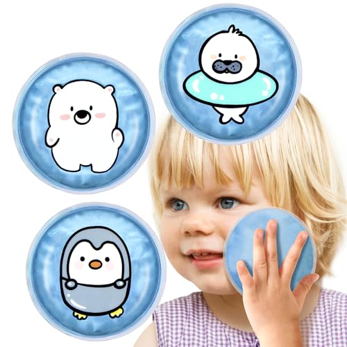 Large Kids Ice Packs for Boo Boos, 3 Packs Toddler Gel Ice Packs Wrap for Injuries Reusable, Hot Cold Compress for Children's Fever Pain Relief, Wisdom Teeth, First Aid, Bumps & Bruises