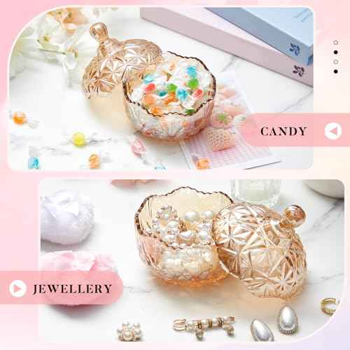 Tioncy 3 Pcs Large Body Powder Puff and Container Crystal Container Soft Washable Reusable Velour Face Body Glitter Wet Dry Makeup(Amber)