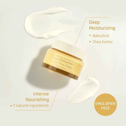 TINAZANA Vegan Bakuchiol Comforting Cream, Gentle Retinol Alternative, 25% Shea Butter, Barrier Strengthening & Hydrating, Dew Drop Texture, 2.7 fl.oz