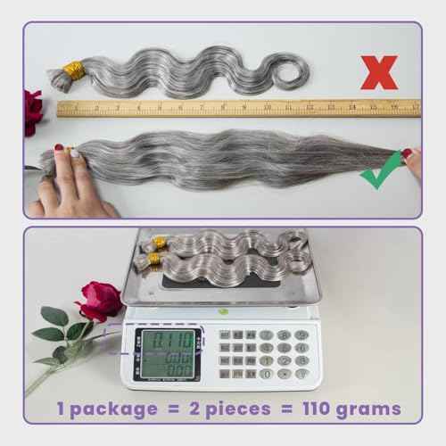 KRN Grey Deep Wave Bulk Human Braiding Hair 2 Bundles/Pack 100g Curly for Boho Braids 12A Salt And Pepper No Weft Wet and Wavy Gray 20 Inch